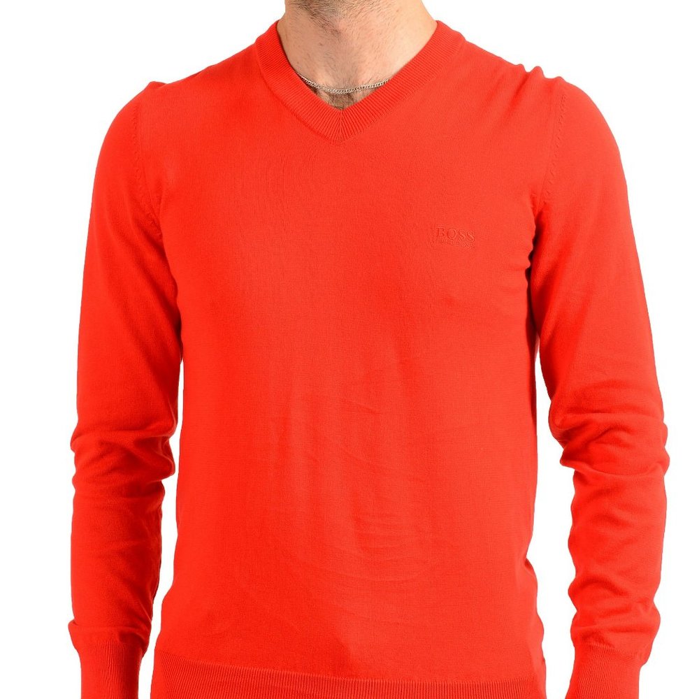 Hugo Boss "Pacello-L" Men's Red V-Neck Pullover Sweater US M IT 50
